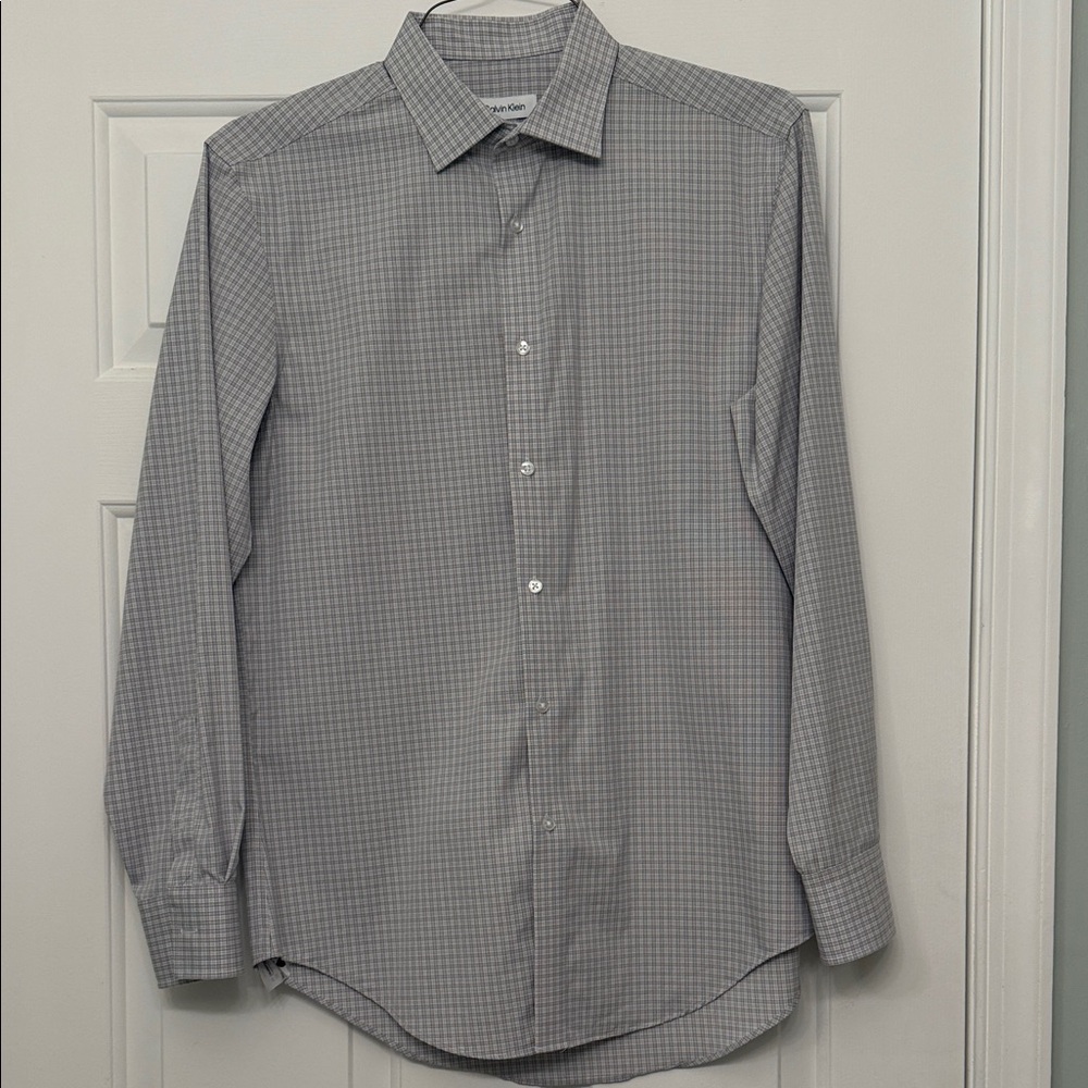 Men's Gray Plaid Slim Fit Dress Shirt